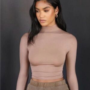 Joah Brown Cropped Mockneck Long sleeve - Sienna, Size S/M